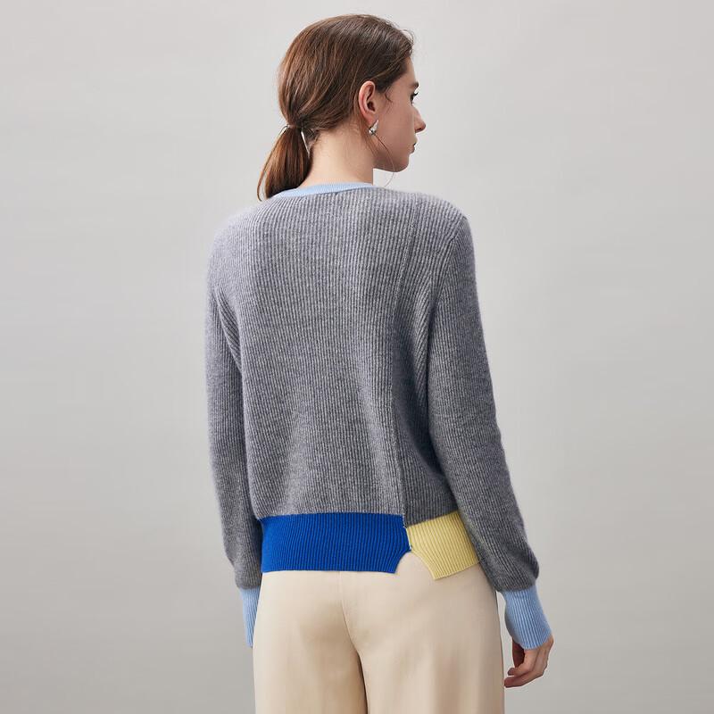 Kemengboka Women's 2025 Autumn/Winter Color Block Cashmere Sweater