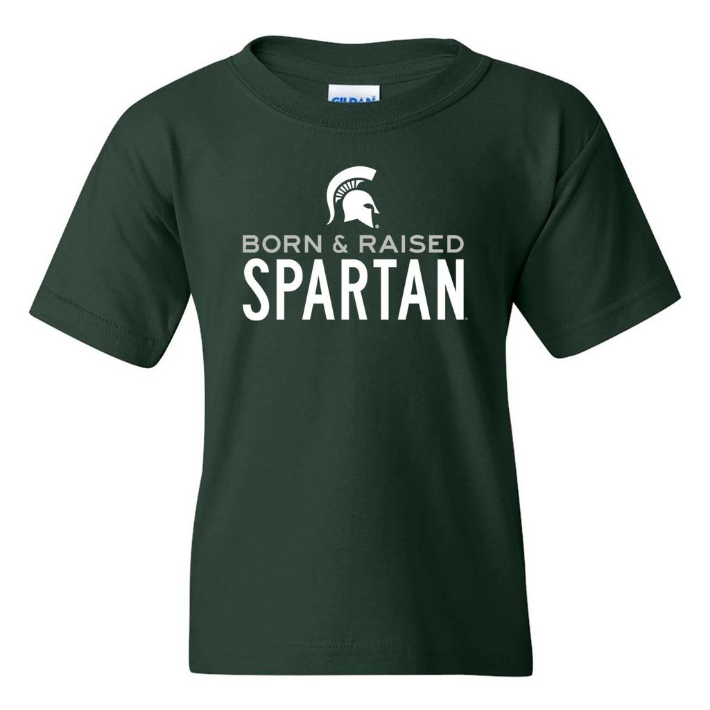 Born & Raised Michigan State Spartans Youth T-Shirt - Forest