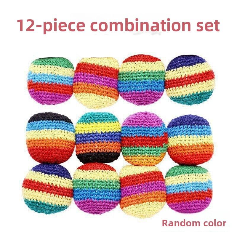24pcs Handmade Woven Beanbag Ball Toy Set with Filled Pellets, Random Color Mix, Multiple Pack Options
