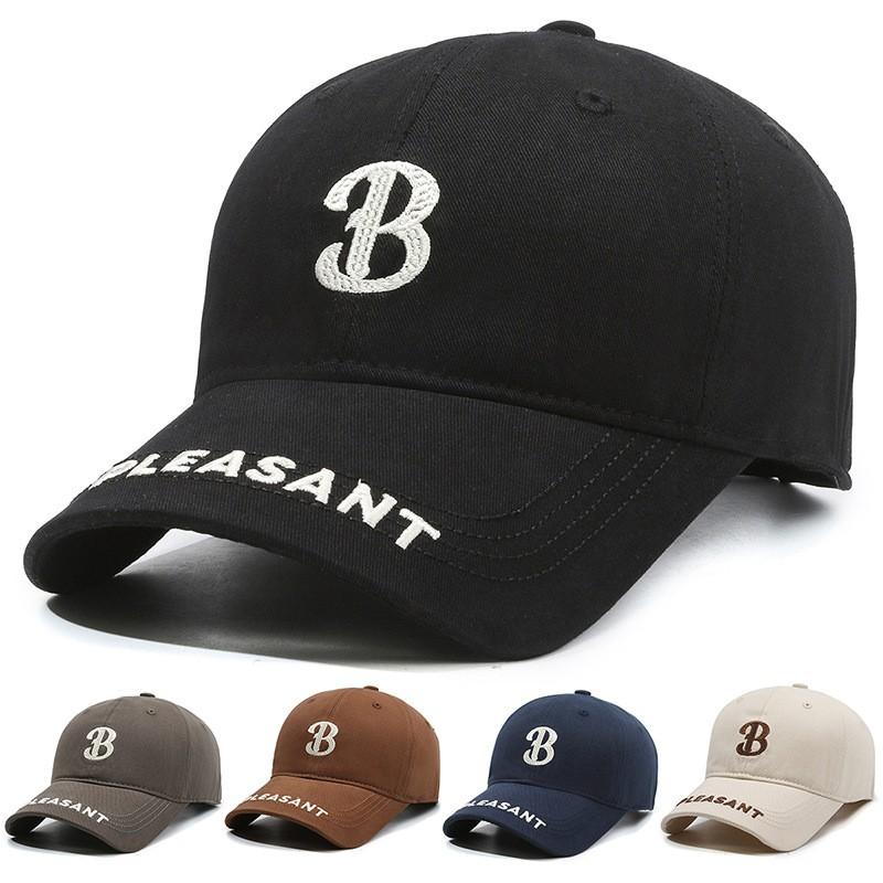 Unisex Baseball Cap With Embroidered Letter B Adjustable Sun Hat Outdoor Sports Leisure