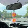 Handmade Flower Ornament Realistic Easy To Hang Car Rear View Mirror Hanging Charm Automotive Interior Ornament