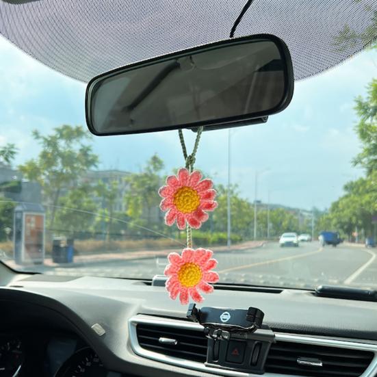 Handmade Flower Ornament Realistic Easy To Hang Car Rear View Mirror Hanging Charm Automotive Interior Ornament