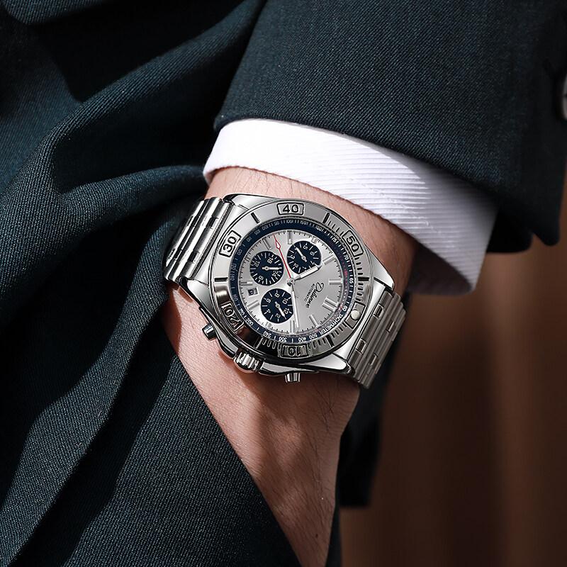 Męski zegarek mechaniczny z automatycznym naciągiem, wielofunkcyjny kalendarz na tarczy, modny sportowy zegarek na rękę dla mężczyzn