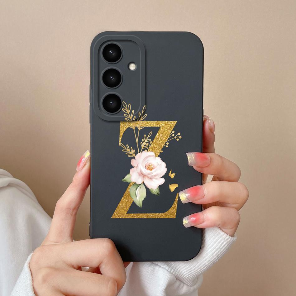 For Samsung Galaxy S25 Plus FE Case For Samsung S25 Ultra Rose Letter Back Cover Soft Liquid Silicone Anti Drop Phone Protectors
