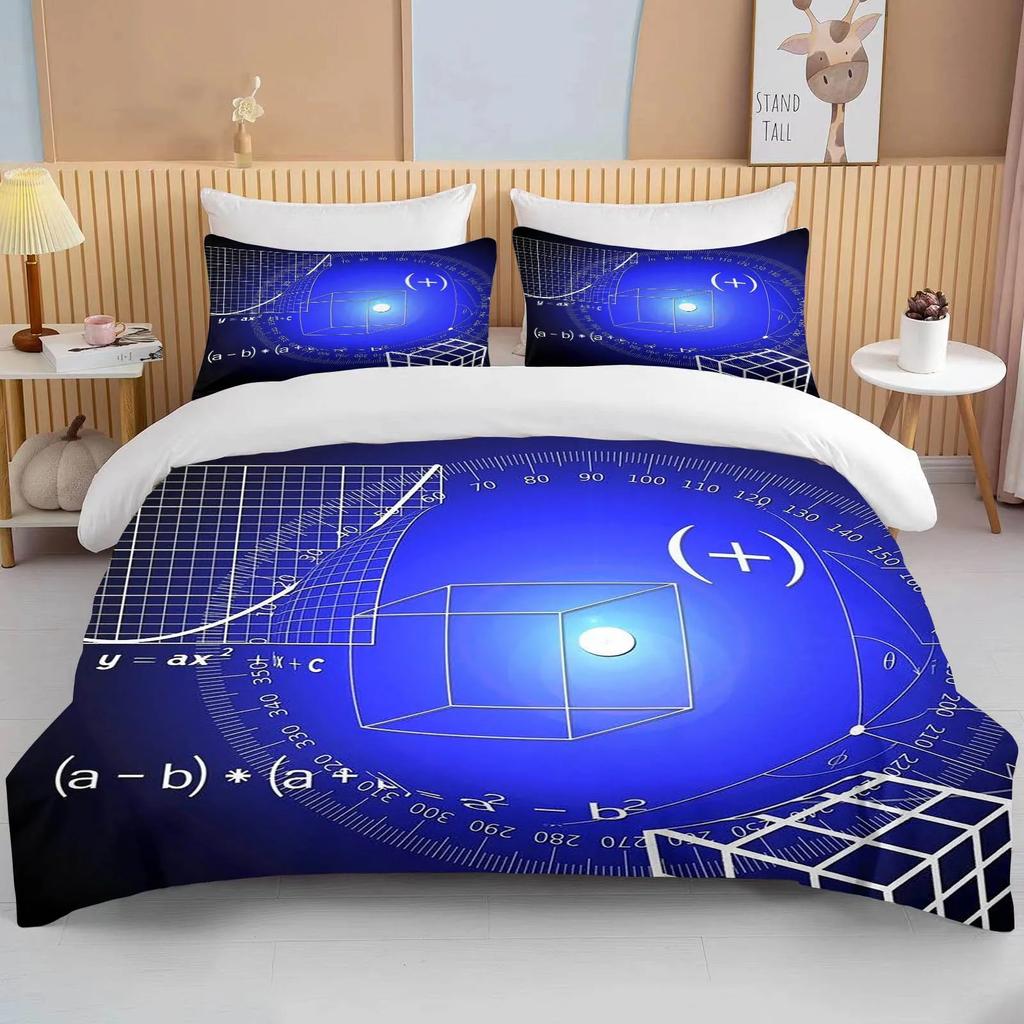 Mathematical Calculation Formula Bedding Set For Adults Bed Linen Design Bedclothes Luxury Home Textiles Black White Duvet Cover