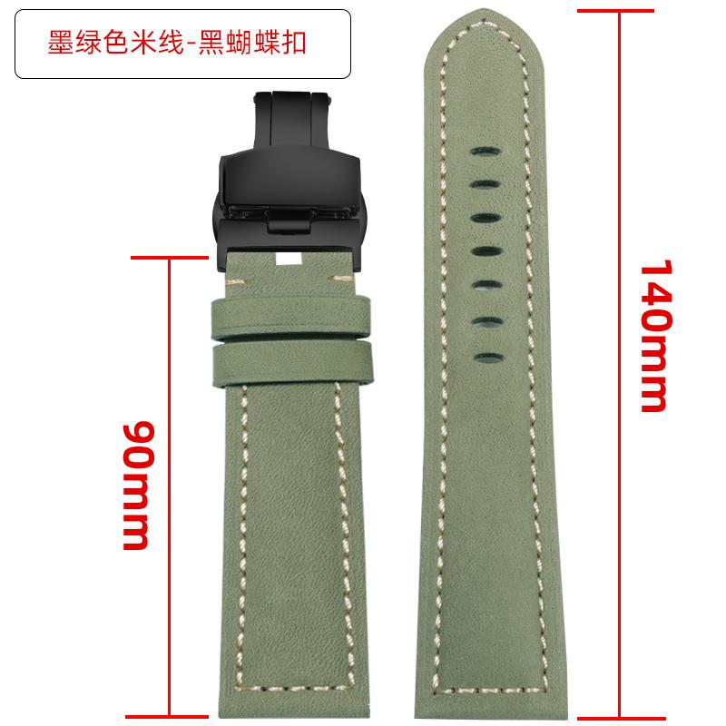 Extended matte crazy horse Frosted leather watchband 22m 24mm For Pam111 441 Hamilton Tissot Omega Casio men Vintage watch strap
