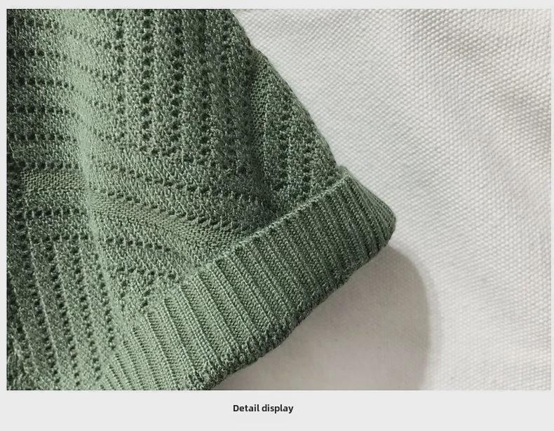 Trendy Men's Slim-Fit Jacquard Knit Sweater with Inner T-Shirt - Lightweight, Short-Sleeved Design