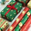 8 Pcs Red Green Xmas Tree Deer Wrapping Paper Sheets Roll Packaging for Holiday Gift Wrap Vintage Craft Paper Decor Gifts