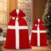 Christmas Candy Bag Xmas Treat Bag Fabric Snack Wrapping Bag Red Flocked Party Favor Bag for Holiday Decor Gift Wrapping
