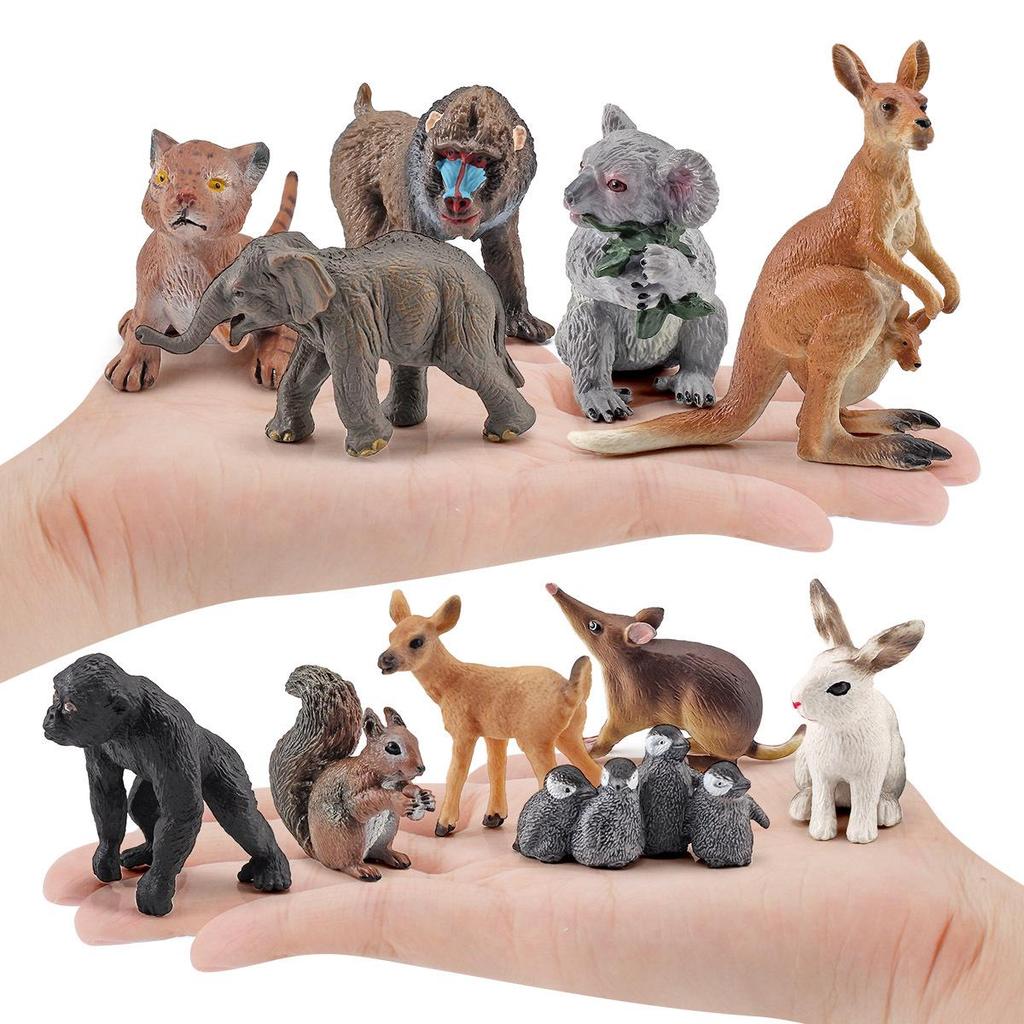 "Wildlife Animal Model Set: Squirrel, White-tailed Deer, Anteater, Aardvark, Penguin, Gorilla"