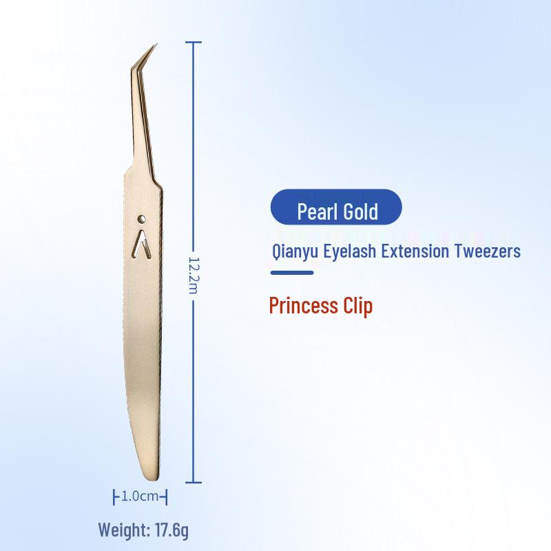 Gold Feather Stainless Steel Eyelash Tweezers Set - Heat-Treated Precision Beauty Tools