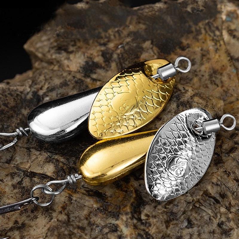 2pcs Fishing Spoons Metal Lures with Hook Rotating Hard Fishing Lures Fishing Sequins Baits for Trout Spinner Baits