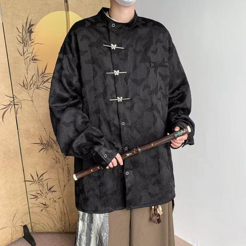 Men's Chinese National Style Long Sleeve Set: Spring/Autumn Pan Buckle Jacket - Versatile Fashion