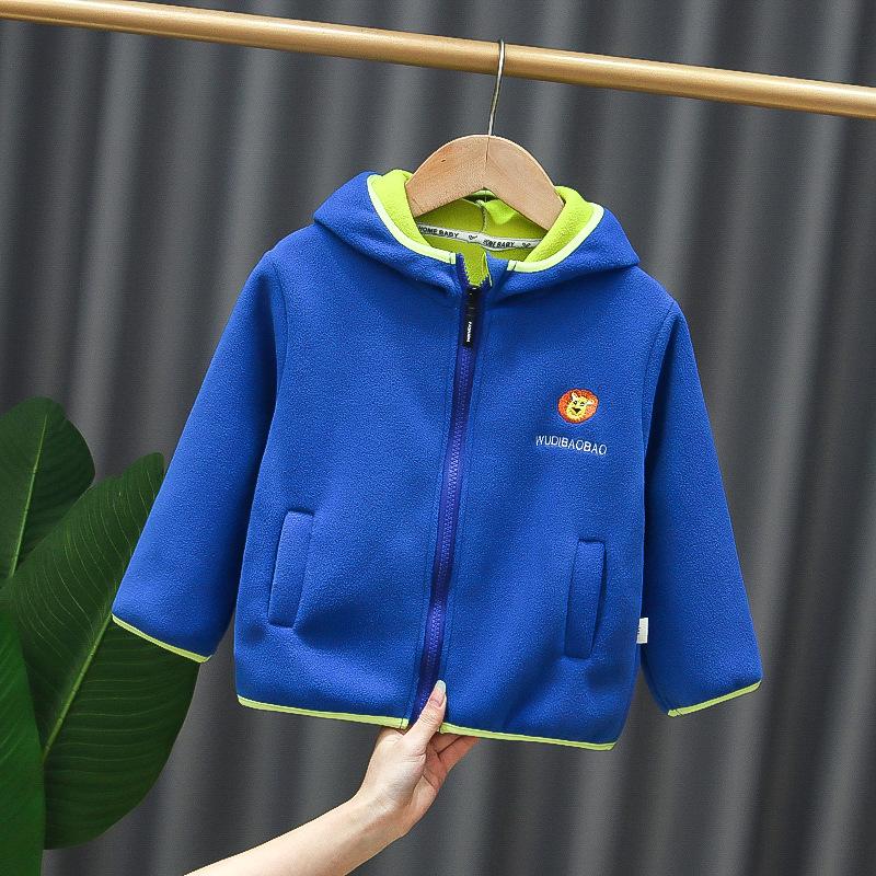Spring/Autumn 2023 Korean-Style Baby Boy Fashion: Trendy Lion Fleece Jacket