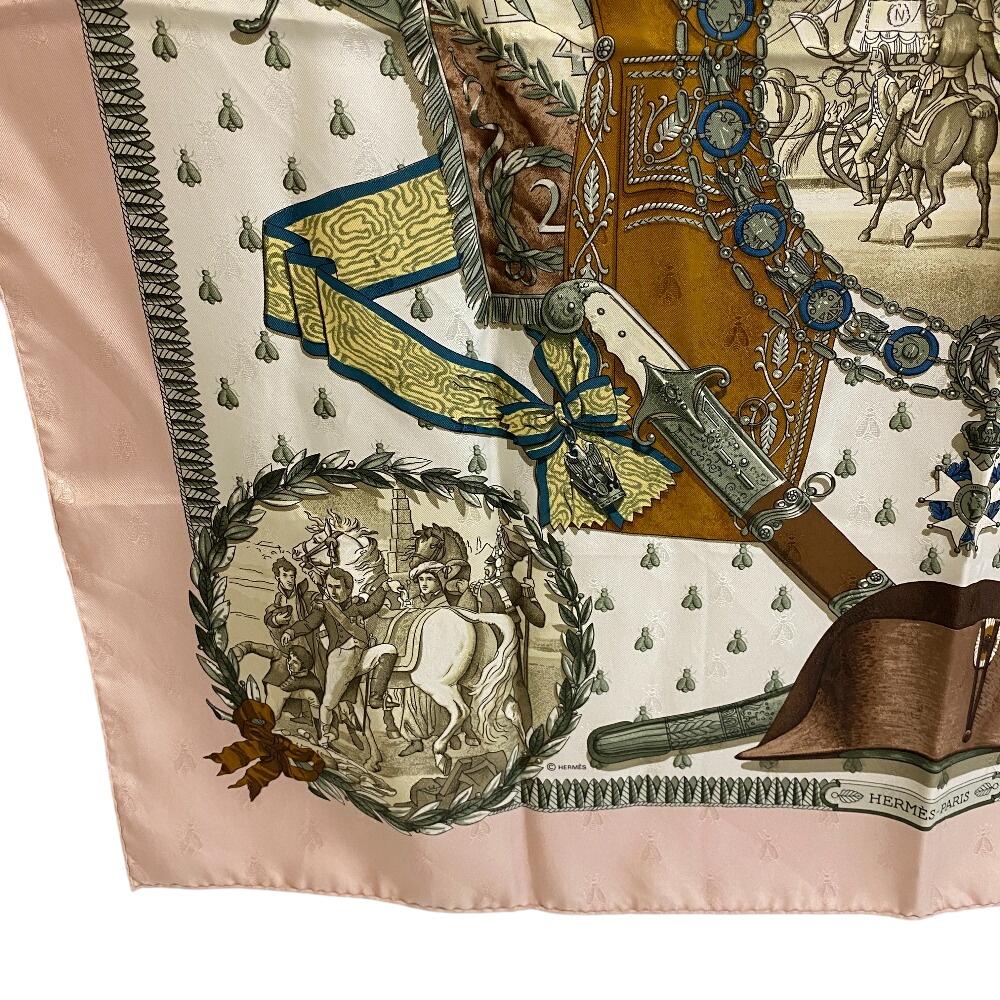 HERMES NAPOLEON Napoleon silk Calle 90 scarf pink silk Women Used