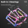 WEST BIKING 3 Bearing Bicycle Pedals Electroplated Aluminum MTB Road Bike Carbon Fiber Tube Anti-slip Pedals Bicycle Accessories
