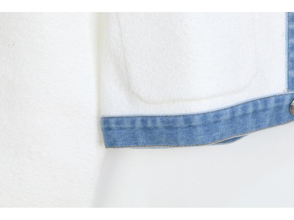 2025 French Preppy Patchwork Denim & Knit Cardigan Short Set
