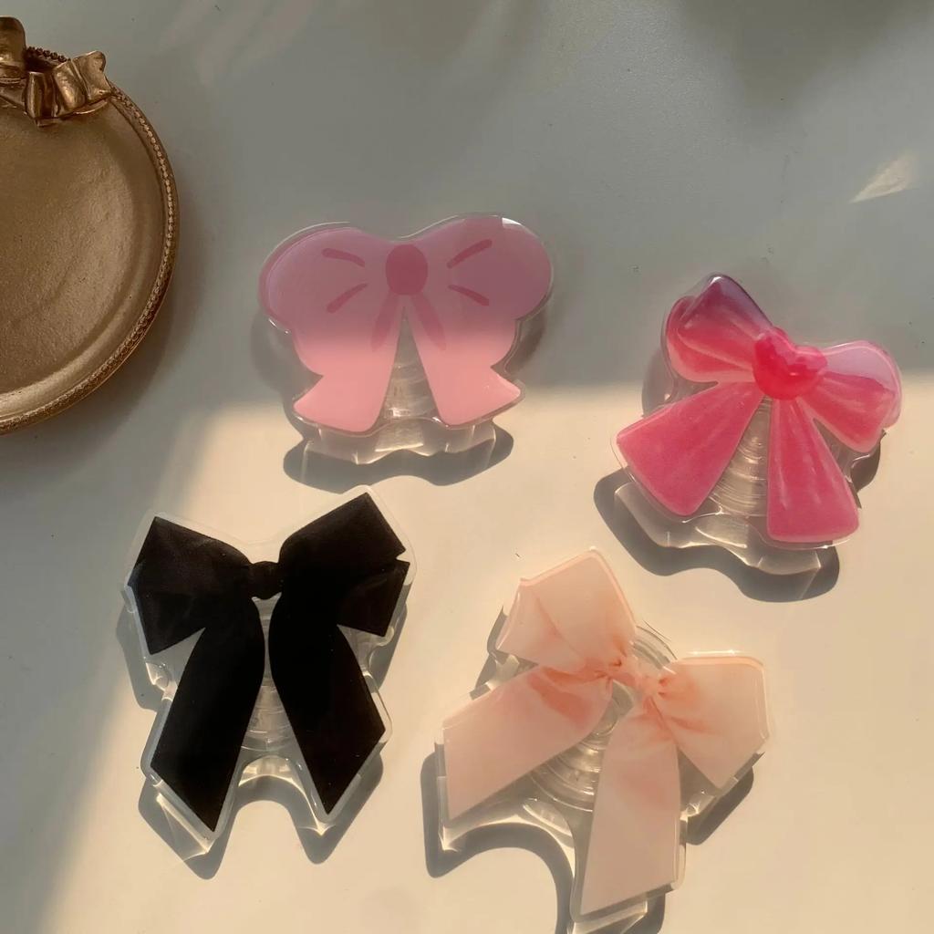 Cute Girls Bowknot Air Bag Stand for IPhone Android Mobile Phones Desktop Watching Lazy Bracket Phone Case Decoration
