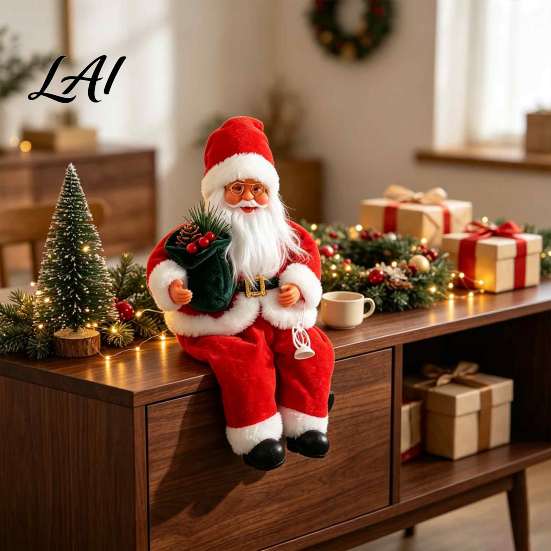 Christmas Sitting Santa Decorations Plush Claus Figurine 11.81 Inch Fabric Party Supplies for Kids Doll Holiday Home Decoration And Festive