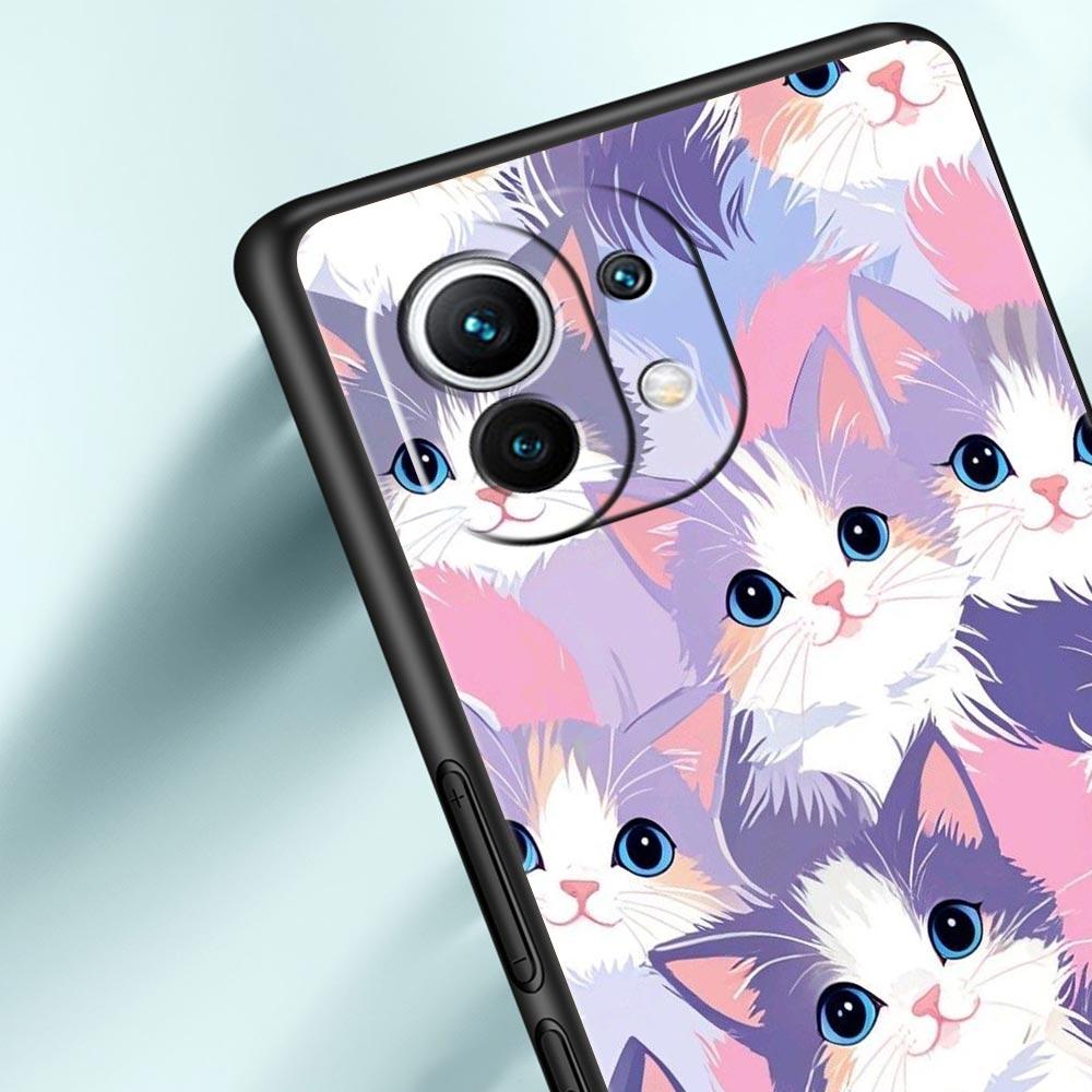Colorful Cat Design Phone Case Cover for Xiaomi Mi 17 15 14 13 12 11 Ultra 15T 14T 13T 12T 11T Pro Lite 5G Soft TPU Shell Fundas