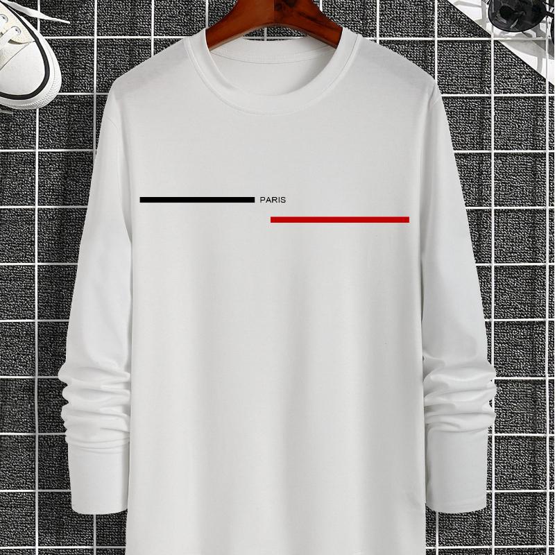 Trendig Ny Långärmad T-shirt Herr Långärmad Herr Tryckt Rundhalsad T-shirt Trend Mångsidig Casual Toppar Herr T-shirt