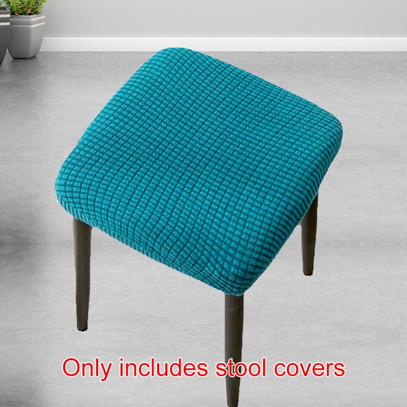 1Pc Stool Cover Dustproof Polyester Elastic Stool Chair Covers Removable Square Seat Cover Solid Color Chair Covers