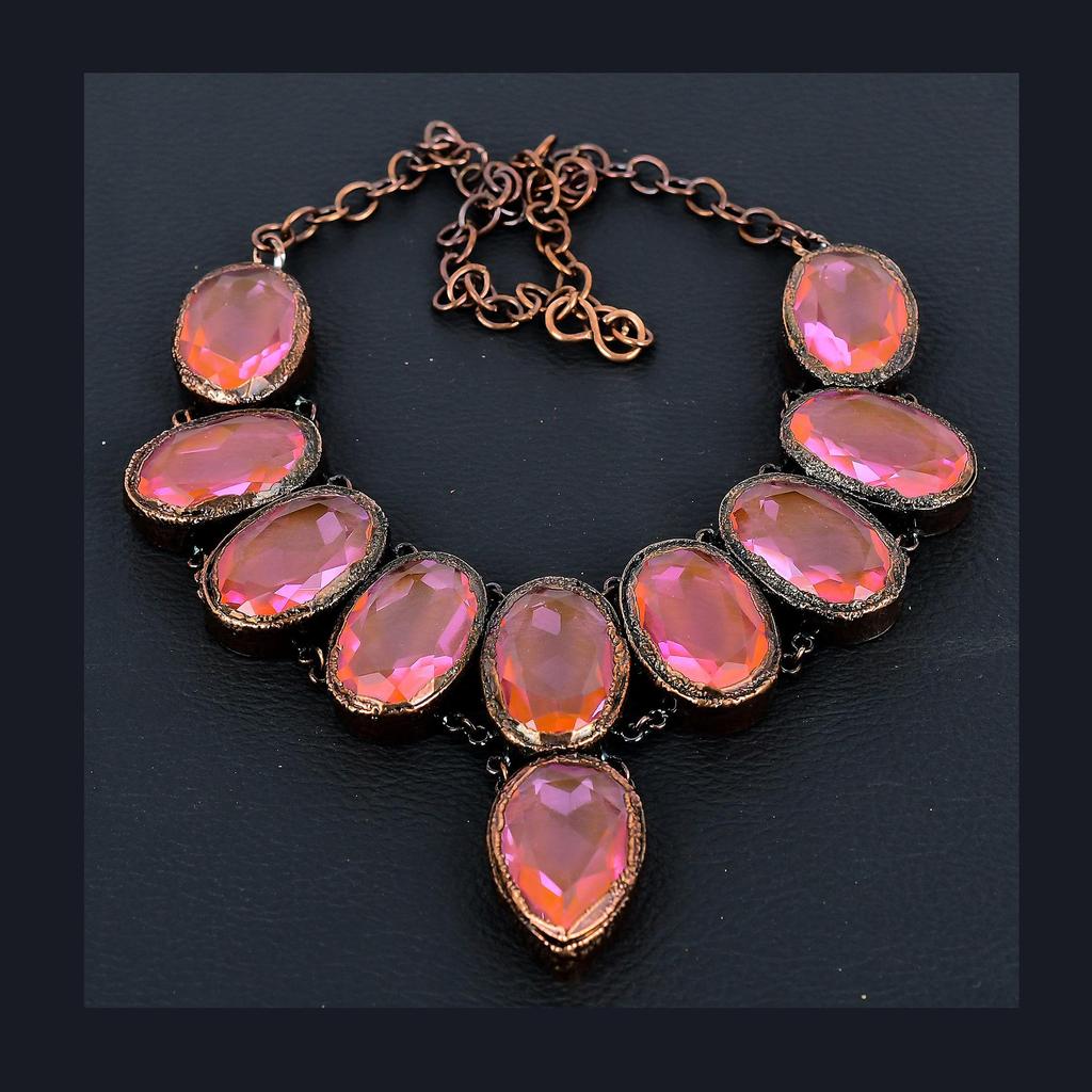 Pink Kunzite Necklace, Copper Electroformed Gemstone Jewelry, Handmade Necklace Amazing Jewelry, Gift For Her