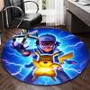 1 szt. Okrągły dywanik Pokemon Pikachu - Mata na krzesło z motywem anime do biura, wystroju domu, salonu