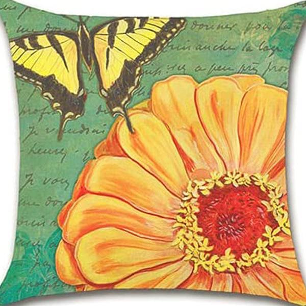 Retro Plant Floral Print Linen Pillow Case Home Living Room Sofa Car Cushion Pillow