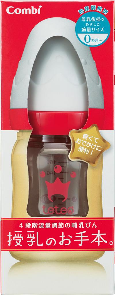 Combi Teteo Nursing Model, Plastic (PPSU) Baby Bottle, 160ml, with Small Nipple, Suitable for Ages 0-1.5 Months, with 4-Level Flow Control