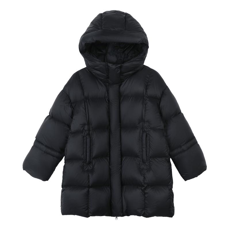 LUSONNORNOR Girls' Mid-length Hooded Down Jacket