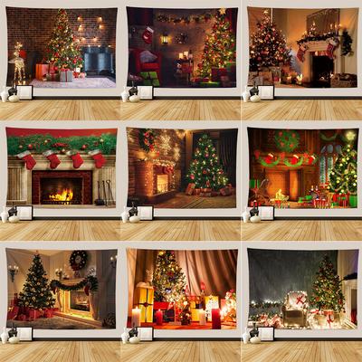 Weihnachtsbaum Weihnachtsgeschenk Kamin gedrucktes Muster Wandteppich Zuhause Wohnzimmer Schlafzimmer Wanddekoration Wandteppich