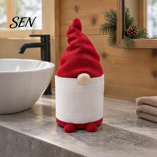 Standing Paper Towel Dispenser 3D Printed Santa Gnome Holder, Decorative Christmas Faceless Dwarf Holder Roll Stand for Bathroom Living Room