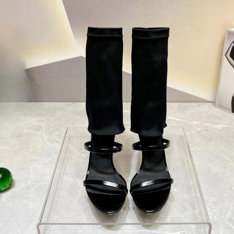 Sommer Neu Lässig Mode Eckige Zehe Dicker Absatz Offene Zehe Schnalle Einfarbig Bequem Sexy Bankett Damenschuhe