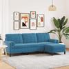 VidaXL 3-seater Sofa with Footrest Blue 210 Cm Velvet, Sofa, Living Room Sofa, 3-seater Velvet Sofa, Sofa 3278286