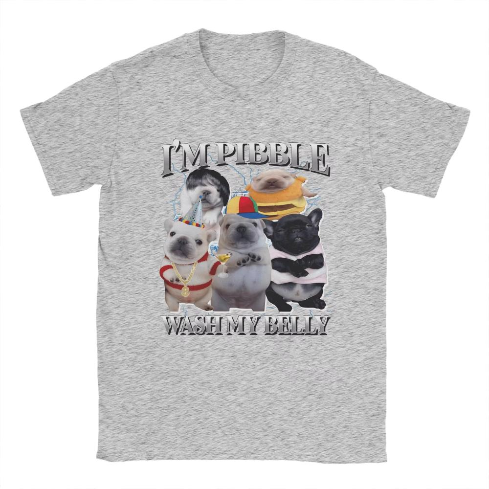 Funny Pibble Dog Meme Brainrot Wash My Belly TShirt Beach Cotton TShirt Adult Trendy Design T Shirt Short Sleeve Basic Clothes