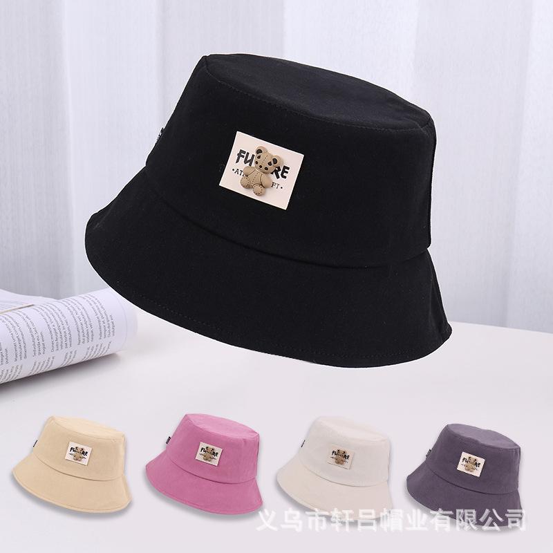 Spring New Sunshade Basin Hat Women's Casual Versatile Cartoon Bear Fisherman Hat Outdoor Sunscreen Bucket Hat