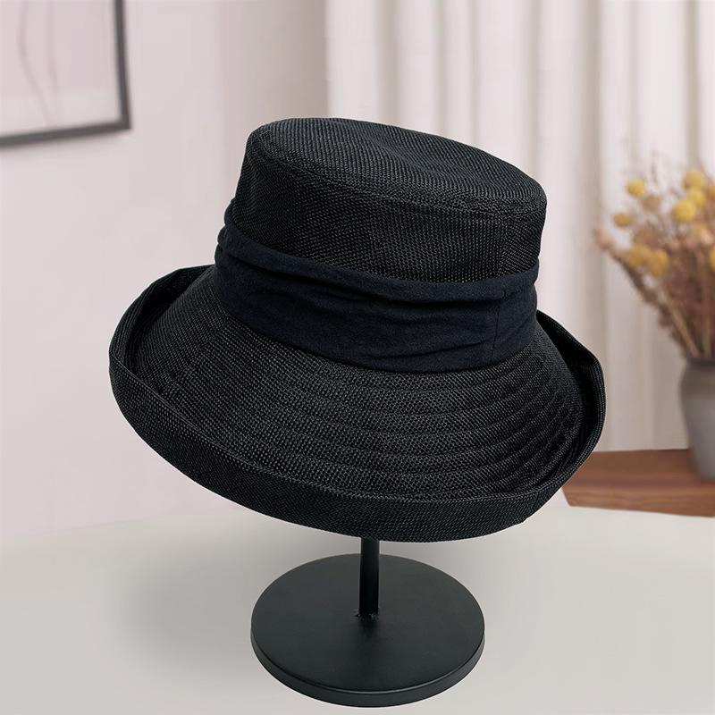 

Curled large brim fisherman s hat children s summer thin breathable sun hat Curled edge temperament sunscreen basin hat