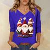 3/4 Sleeve Shirts For Women Print Christmas Tees Blouses Casual Plus Size Basic Tops Pullover