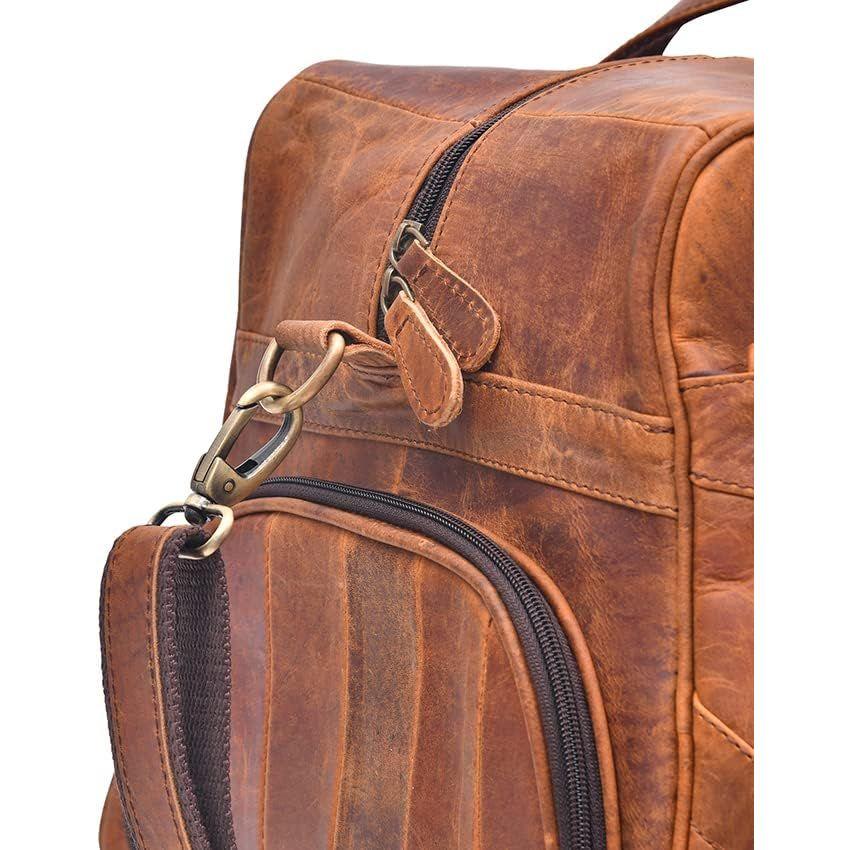 Skórzana Stylowa i Przestronna Torba Weekendowa Crazy dla Mężczyzn | Prawdziwa Skóra Bydlęca | Ręcznie Wykonana z Unikalnym Pikowaniem Projektanta