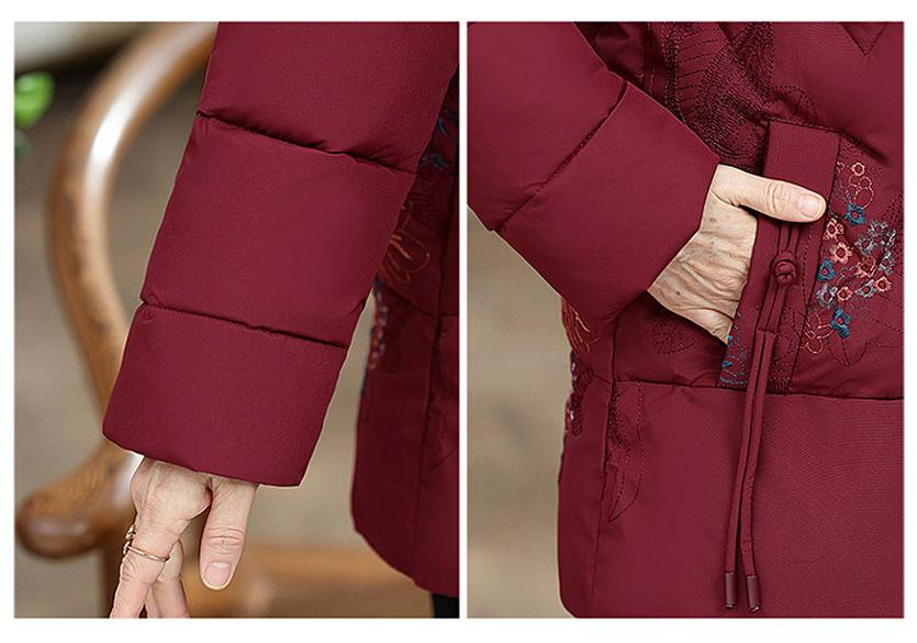 Winter Warm Cotton Coat for Middle-Aged and Elderly Women - Mid-Length Grandma Style Jacket
