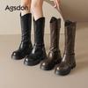 Brown boots new autumn and winter thick-soled Maillard stack boots velvet western boots