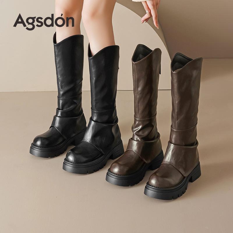 Brown boots new autumn and winter thick-soled Maillard stack boots velvet western boots