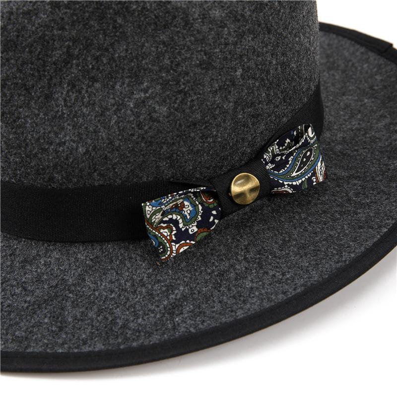 High-Quality Woolen Jazz Hat, Beautiful Bow Accessories, Gentleman'S Hat Season Thermal Top Hat