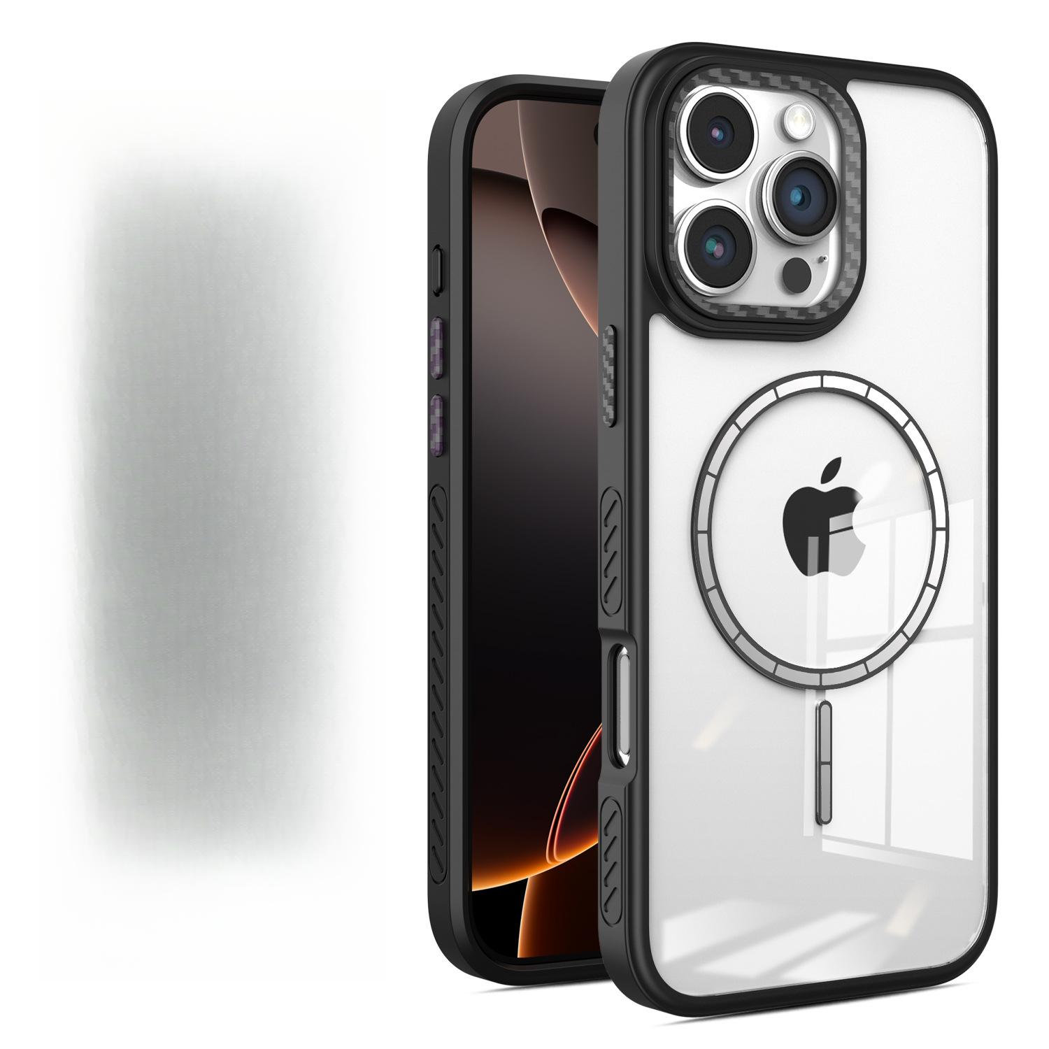 

Кристально прозрачное тонкое кольцо Магнитная прозрачная текстурированная защитная пленка из углеродного волокна с защитой от падения для Apple 15Pro Полное покрытие 14/13 Apple 16Plus