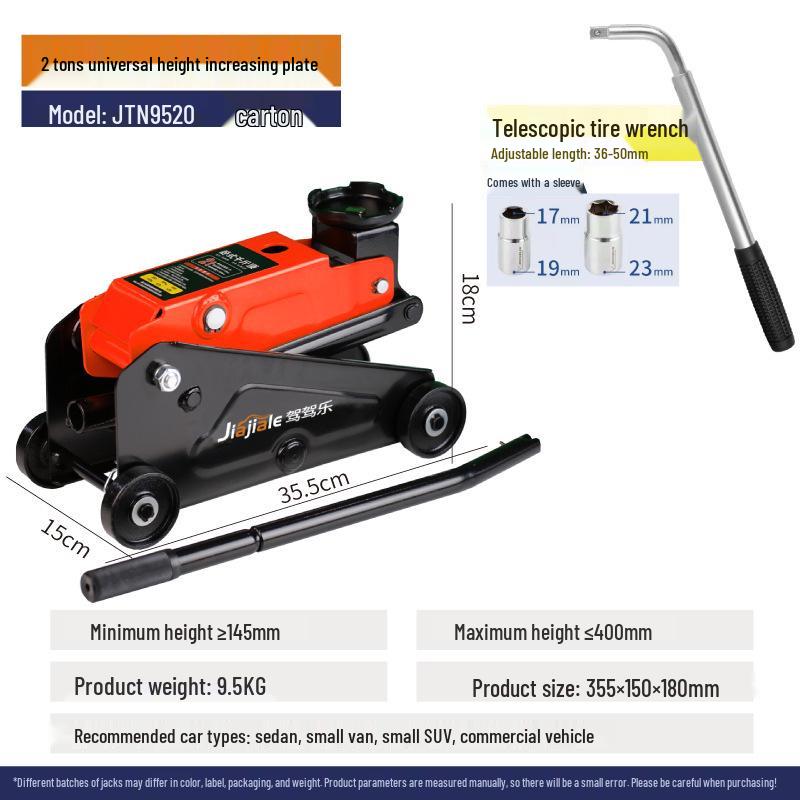 2-3 Ton Horizontal Hydraulic Jack for Cars: Sedan, SUV, Van Tire Changing Tool