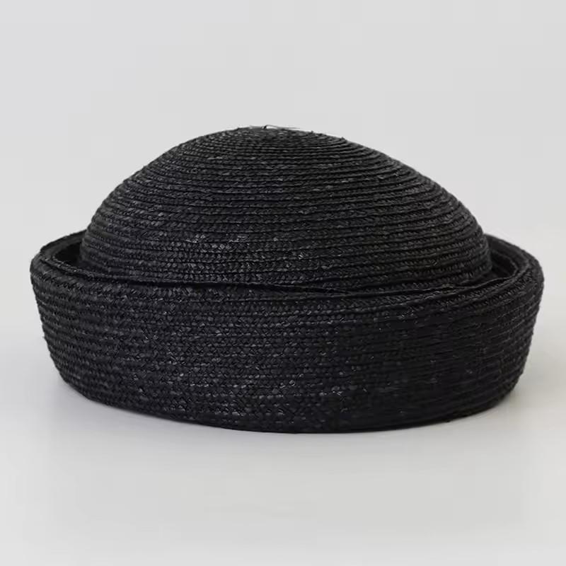 Berete Noi Naturale 100% Ratan Femei Vară 2026 High-End Francez Retro Calotă Pălărie Cutie Pastile Femei Vacanță Plajă Pălărie de Paie