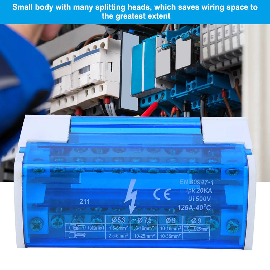 Din Rail Terminal Block Distribution Box Terminal Distribution Box Din Rail 2-Level Single Phase with Transparent Dust Cover 211