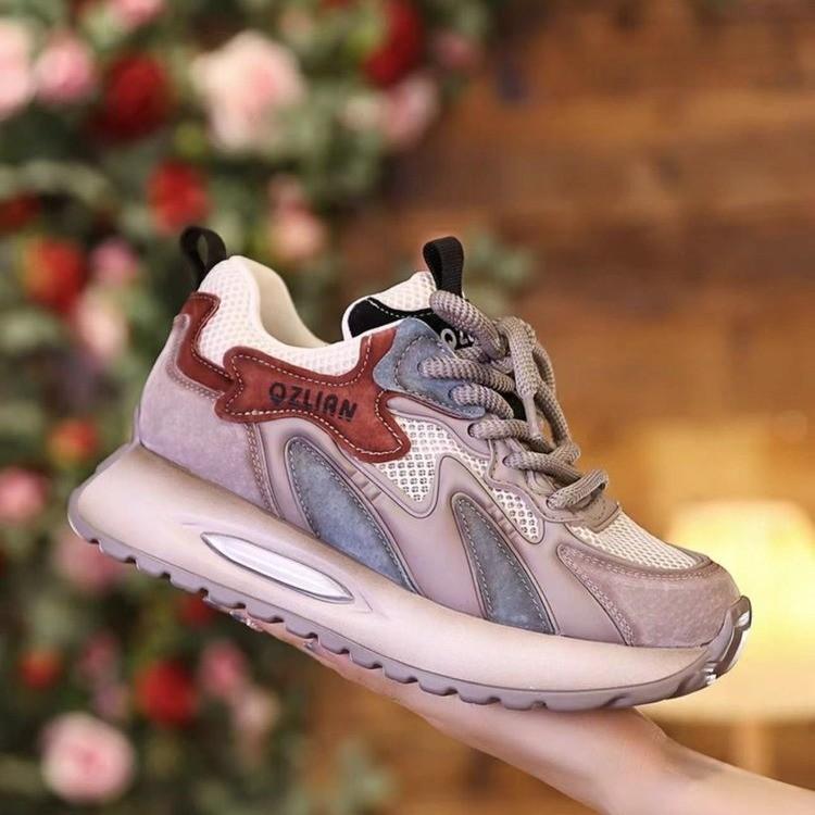 

Daddy shoes women s retro platform lace-up color matching heightening mesh sports women s shoes 40 серый