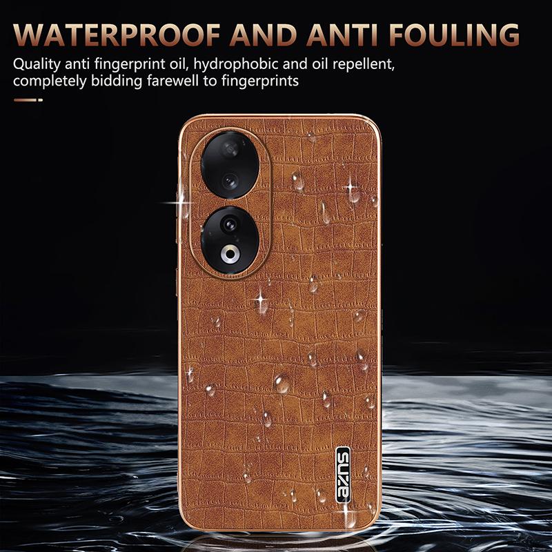 Pro pouzdro na telefon Honor 90 Galvanizovaný kožený zadní kryt s krokodýlí texturou